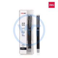 得力 S271 EF暗尖金属钢笔（内含吸墨器）包装颜色随机
