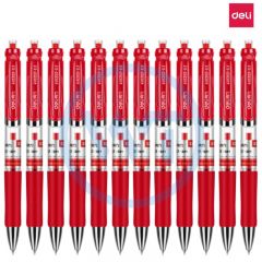 得力 S01 按动式中性笔 0.5mm 12支/盒 红色