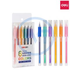 得力 A125 全针管彩色中性笔/签字绘画笔 0.5mm（6色/套）混色