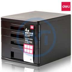 得力 9772 四层桌面文件柜 抽拉式资料柜收纳柜 黑色