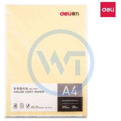 得力 7757 A4彩色复印纸 100张/包 浅黄