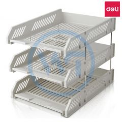 得力 9217 三层文件盘  灰色