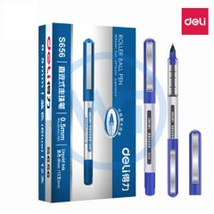 得力 S656 直液式走珠签字笔学生考试中性笔0.5mm 12支/盒 蓝色