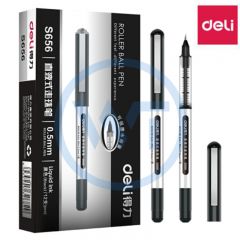 得力 S656 直液式走珠签字笔学生考试中性笔0.5mm 12支/盒 黑色