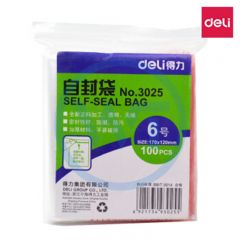 得力 3025 6号塑封袋/透明自封袋170*120mm 100个/包
