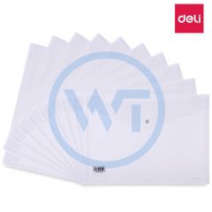 得力 8308 A4 透明按扣文件袋 10只/包 白色