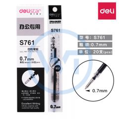 得力 S761 子弹头中性笔笔芯0.7mm 20支/盒 黑色