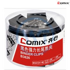 齐心 B3626 长尾票夹41mm 24只/筒 黑色