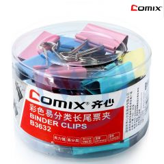 齐心 B3632 2#彩色长尾票夹41mm 24只/筒