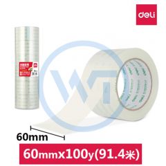 得力 30325 高透明封箱胶带 60mm*100y*50um(91.4m/卷) 6卷/筒