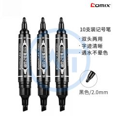 齐心 MK803 大双头记号笔 10支/盒 黑色