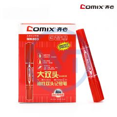 齐心 MK803 大双头记号笔 10支/盒 红色