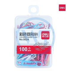 得力 0024 彩色回形针 多色混合 100枚/盒