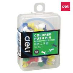 得力 0021 彩色工字钉 多色混合 35枚/盒