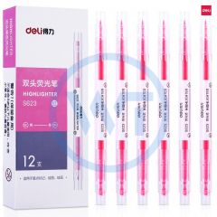 得力 S623 双头荧光笔 12支/盒 红色