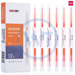 得力 S623 双头荧光笔 12支/盒 橙色
