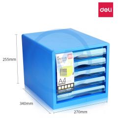 得力 9777 5层桌面文件柜 蓝色