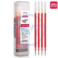 得力 33402 中性笔芯/签字笔水笔替芯0.5mm子弹头 20支/桶 红色
