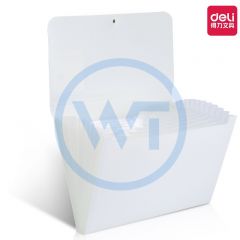 得力 5238 13格扣绳设计炫彩风琴包/文件包 米白色