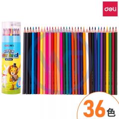 得力 6593 三角杆彩铅学生儿童绘画笔/美术涂色笔 36色/筒