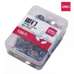 得力 0022 镀镍图钉 100粒/盒