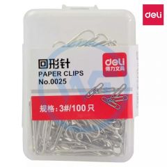 得力 0025 回形针 银色 100枚/盒