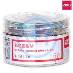 得力 0038 彩色回形针 混色 160枚/筒