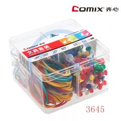 齐心 B3645 文具套装（ 5#票夹/29mm回形针/橡皮筋/工字钉 ）