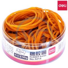 得力 3214 黄色橡胶圈 50g/筒
