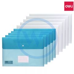 得力 5506 A4双面文件袋/彩色按扣资料袋 10只/包 双色随机