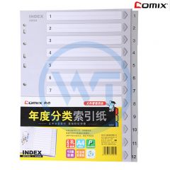 齐心 IX894 A4索引纸11孔 12页 灰色