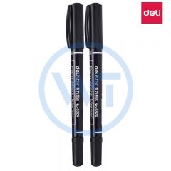 得力 6826 小双头记号笔 2支/卡 黑色