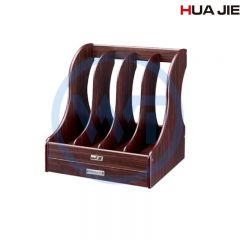 华杰 H6015实木四档带抽屉文件架/资料架 (红木+黑木)