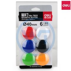 得力 7822 彩色白板磁钉/磁珠/吸铁石 直径40mm 混色 6个/卡