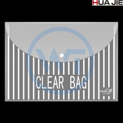 华杰 H-220 A4透明文件袋/圆形盖按扣袋（14C）12个装 颜色随机