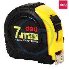 得力 8209 全包胶带锁定钢卷尺7.5m 黄色