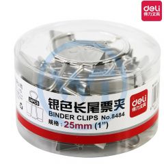 得力 8484 25mm银色长尾夹/票夹/燕尾夹 24只/筒
