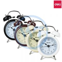 得力 9024 迷你夜光低噪音闹钟 2.5寸 颜色随机 单只装