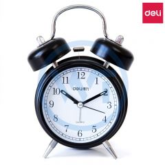 得力 9025 金属低噪音夜光闹钟 3.5寸 颜色随机 单只装