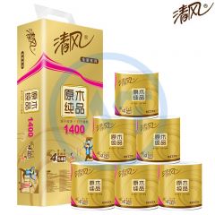 清风 0327 B22AFSCN金装4层空芯卫生纸1400g 10卷/提