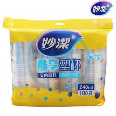 妙洁 0232 酷享塑杯240ml 100只/袋