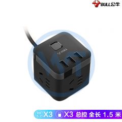 公牛 GN-U303H 3USB+3位转换器/插座头总控 1.5米 黑色