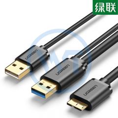 绿联 US140 USB3.0*2转Micro USB 3.0数据线1米 黑色（10382）