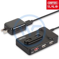 优越者 Y-2072 USB2.0分线器高速扩展7口HUB集线器 黑色 0.8米
