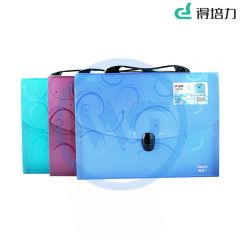 得培力(Depli) D-616 A4 13格 简约花纹手提风琴包 蓝色