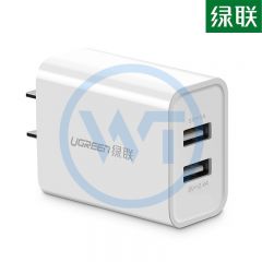 绿联 CD104 苹果/安卓双口USB充电器 白色（20328）