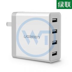 绿联 CD147 苹果/安卓兼容四口USB充电器 折叠款 白色（20379）