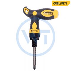 得力 DL626012 T型棘轮伸缩两用螺丝批 6/PH2*160mm