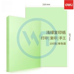 得力 7391 A4彩色复印纸80g 100张/包 浅绿色