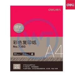 得力 7393 A4彩色复印纸80g 100张/包 红色